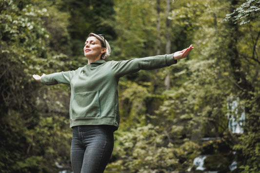 A woman enjoying forest