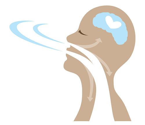 An animated person breathing fresh air 